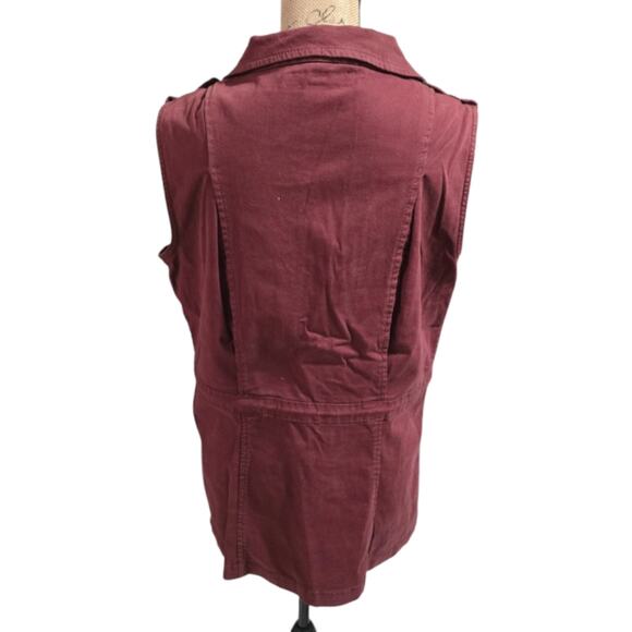 Tinsel Stylish Burgundy Utility Vest Women's Size Medium - Picture 3 of 5